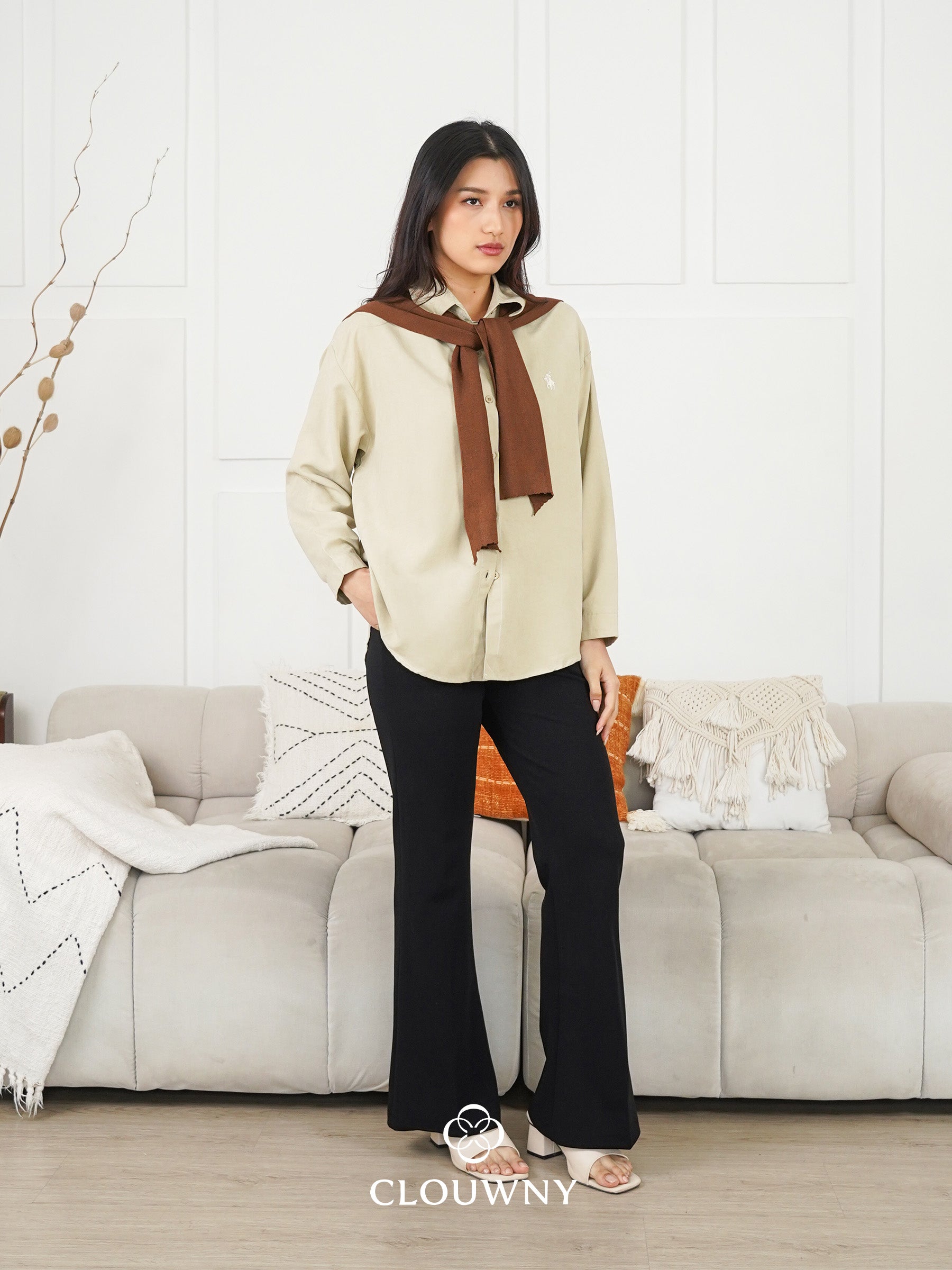 Cameron Scarf Shirt - Khaki